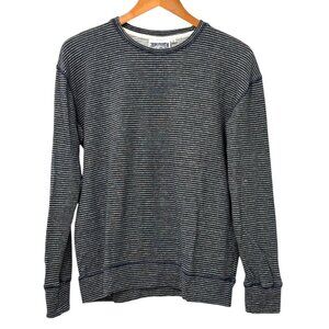 Jungmaven Mens Lightweight Sweatshirt Long Sleeve Tee Striped Blue Gray Size S